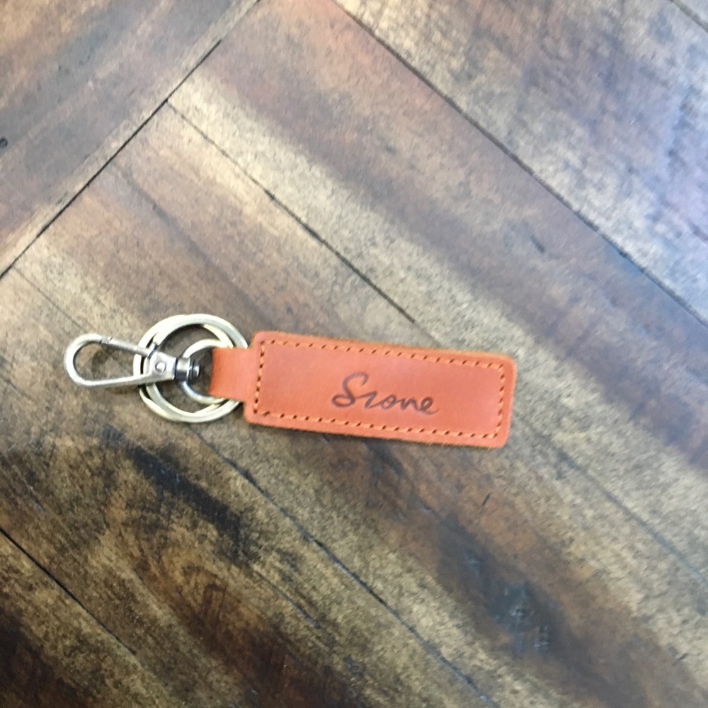 S-Zone Brown Genuine Crazy Horse Brown Leather Keychain with Silver Hardware